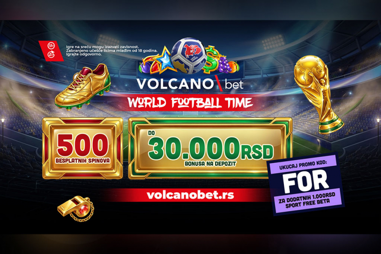 Uhvati dobar FOR za akciju: Volcanobet daje 500 spinova i bonus do 30.000 RSD