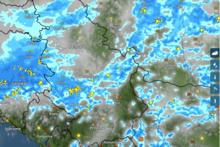 Kretanje nevremena iz sata u sat