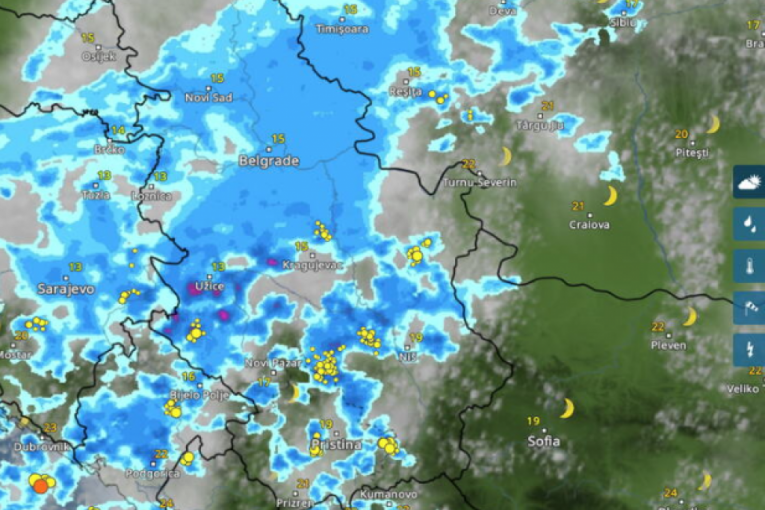 Kretanje nevremena iz sata u sat