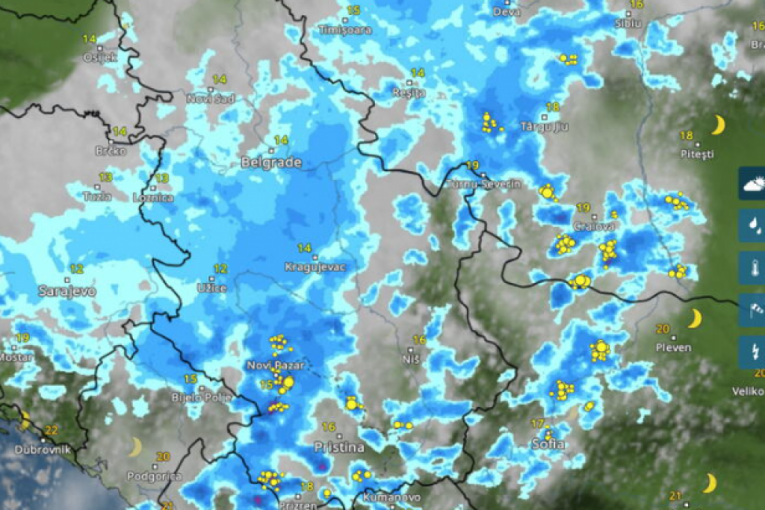 Kretanje nevremena iz sata u sat