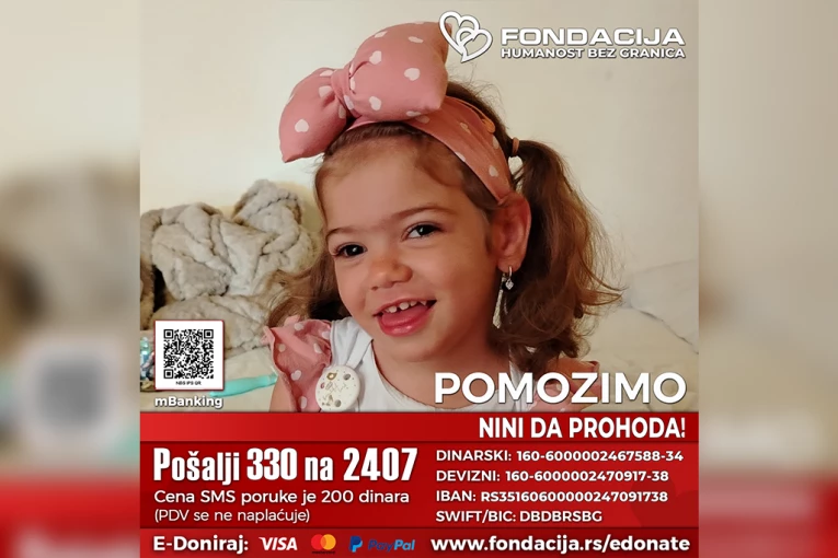 DA NINA NAPRAVI SVOJE PRVE KORAKE! Pošaljite 330 na 2407