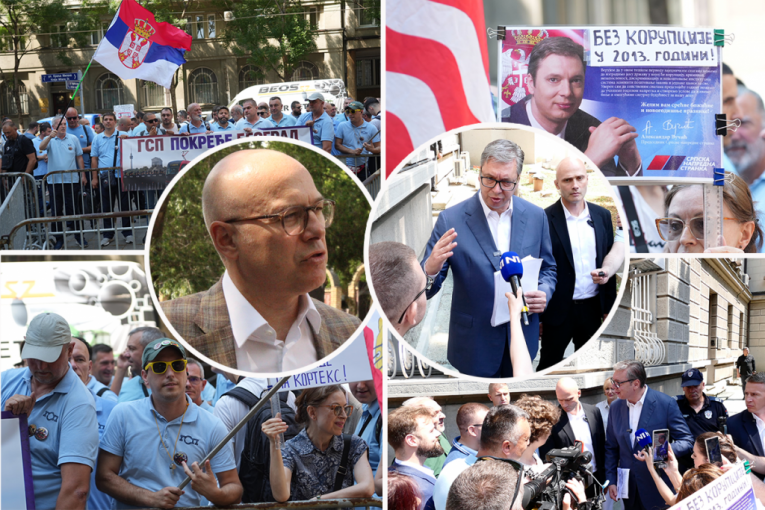 Република / Фото Галерија / Вучич на протесту испред Председништва
