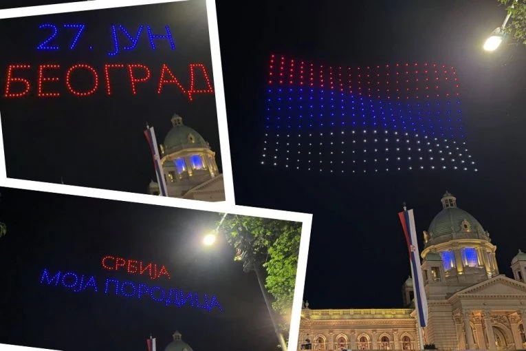 SPEKTAKL U CENTRU BEOGRADA! Dron-šou najavljuje veliki narodni skup 27. juna ispred Skupštine - NESTVARNE SCENE! (FOTO, VIDEO)