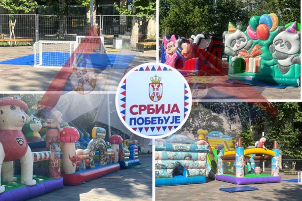 ZA DECU I PORODICE SVE SPREMNO! Ispred Skupštine postavljene igraonice i tereni za najmlađe! Pogledajte kako teku finalne pripreme za veliki skup! (FOTO, VIDEO)