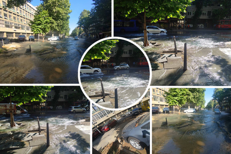 HAVARIJA U CENTRU BEOGRADA! Pukla cev kod Mašinskog fakulteta - gejzir šiklja, ulica pod vodom! (FOTO, VIDEO)