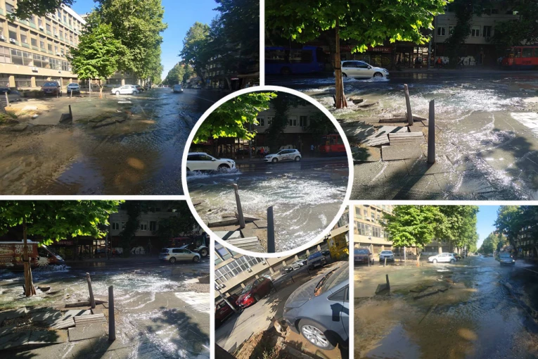 HAVARIJA U CENTRU BEOGRADA! Pukla cev kod Mašinskog fakulteta - gejzir šiklja, ulica pod vodom! (FOTO, VIDEO)