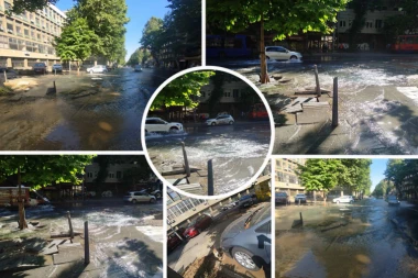 HAVARIJA U CENTRU BEOGRADA! Pukla cev kod Mašinskog fakulteta - gejzir šiklja, ulica pod vodom! (FOTO, VIDEO)