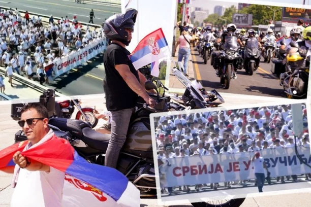 BRANKOV MOST TESAN ZA SVE! Nepreglednom kolonom se ori pesma "Vidovdan": Uz pesmu i bubnjeve krenuli ka Terazijama