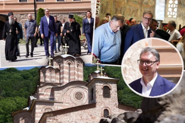 VUČIĆ SE POKLONIO MOŠTIMA KNEZA LAZARA: Predsednik u manastiru Ravanica (FOTO)