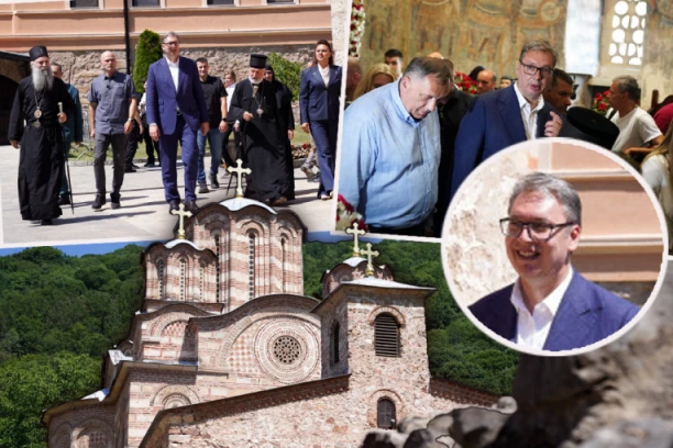 VUČIĆ SE POKLONIO MOŠTIMA KNEZA LAZARA: Predsednik u manastiru Ravanica (FOTO)