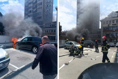 BUKTINJA PROGUTALA MERCEDES NA ČUKARICI! Gust crni dim kuljao iz vozila, vatrogasci stigli za samo tri minuta i sprečili katastrofu! (FOTO)