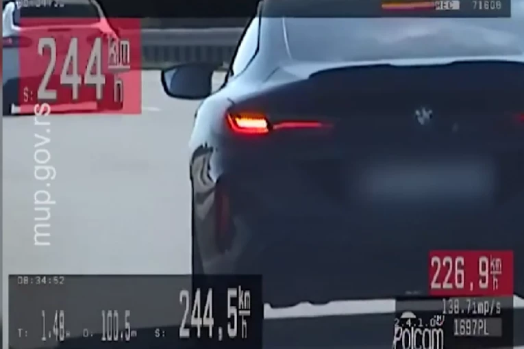 DIVLJAO NA AUTO-PUTU KOD MALOG POŽAREVCA! Uhapšen vozač "BMW" koji je vozio čak 244 km/h! (VIDEO)