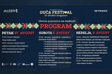 Od 7. do 9. avgusta SVI PUTEVI VODE U GUČU: Slobodan Trkulja, Dejan Petrović i legende narodne muzike na jubilarnom, 65. Dragačevskom saboru trubača