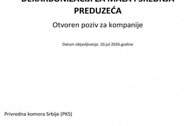 SAVETODAVNI PROGRAM PODRŠKE DEKARBONIZACIJI ZA MALA I SREDNJA PREDUZEĆA