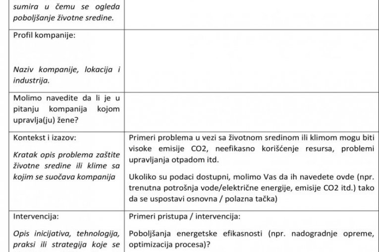 SAVETODAVNI PROGRAM PODRŠKE DEKARBONIZACIJI ZA MALA I SREDNJA PREDUZEĆA
