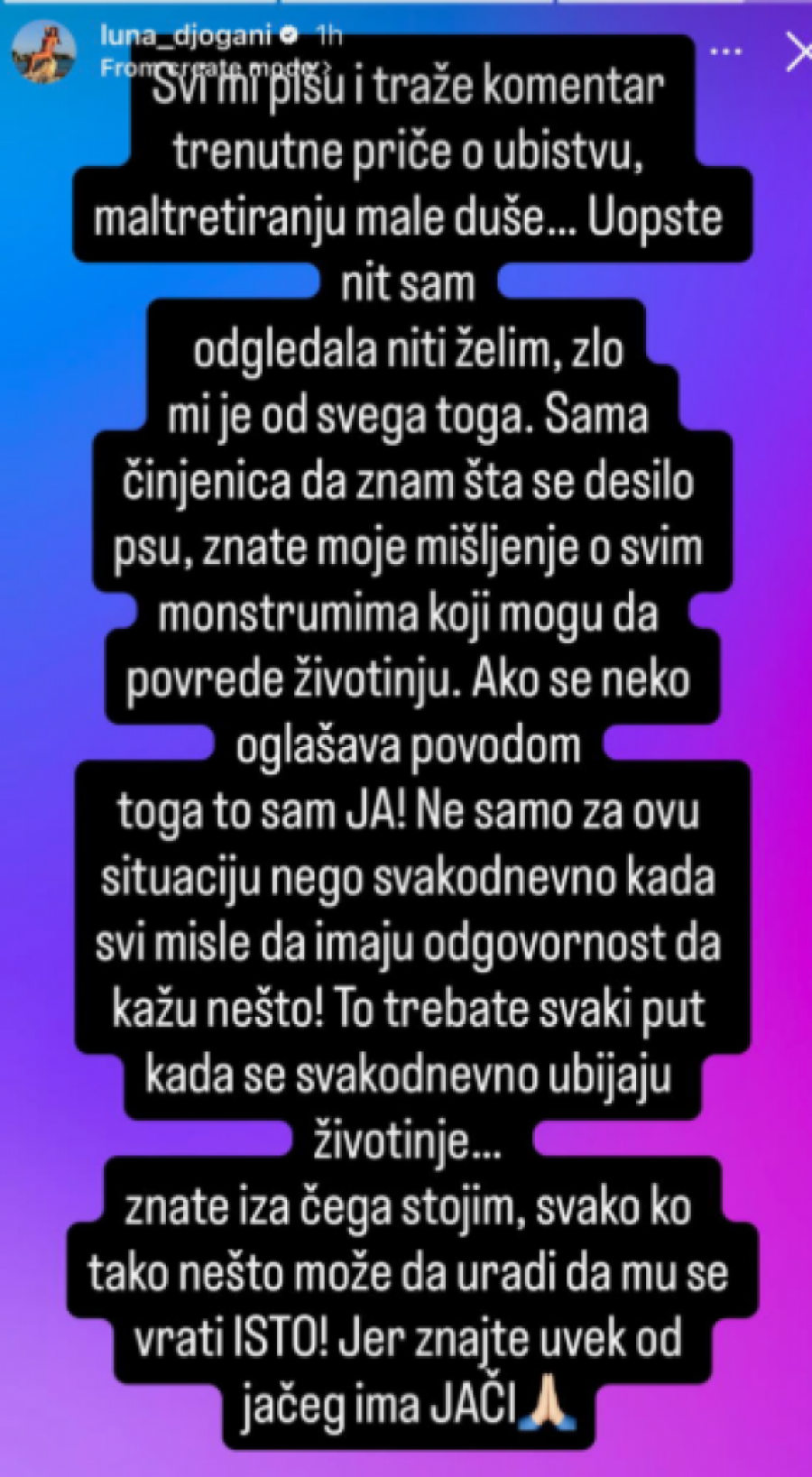 "UVEK OD JAČEG IMA JAČI": Luna Đogani hitno reagovala na SKANDAL Kristijana Golubovića: Zlo mi je od svega toga!