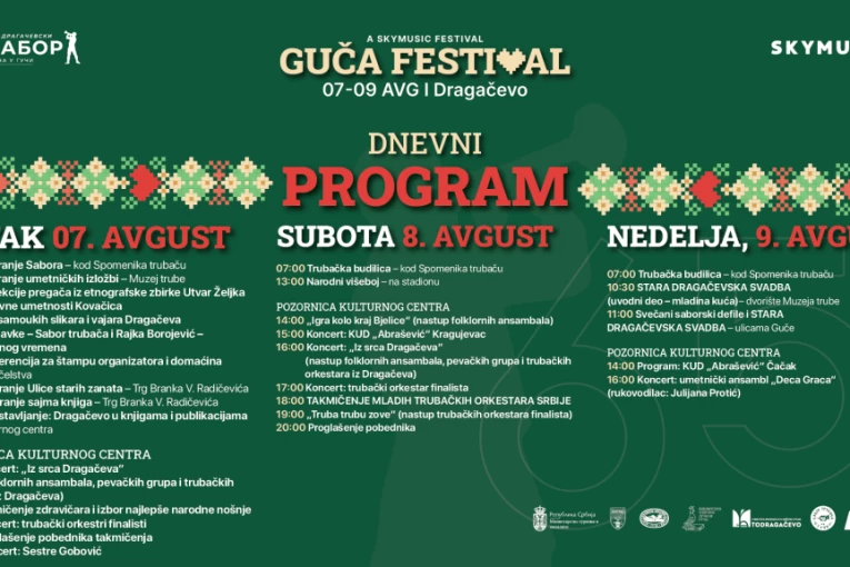 Trubačka budilica, narodni višeboj i čuvena Dragačevska svadba: Pogledajte šta još donosi dnevni program 65. Sabora u Guči