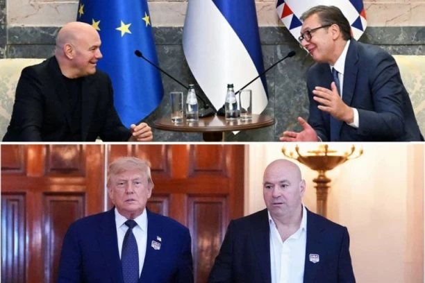 NAJMOĆNIJI ČOVEK UFC I BLIZAK TRAMPOV PRIJATELJ KOD VUČIĆA! Dejna Vajt dobio srpsku zastavu i gusle, spektakl rasprodat za samo 22 minuta (FOTO, VIDEO)