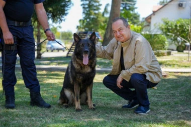 LEŠ PRONAŠAO U NEPRISTUPAČNOM KRŠU: Pas Aki postao heroj policije, Dačić obišao jedinicu koja je rešila zločin!