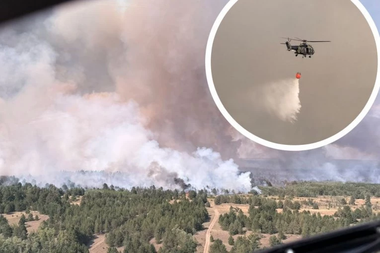 POŽAR U DELIBLATSKOJ PEŠČARI I DALJE BUKTI Plamen stigao do kuća, gust dim se vidi i u Beogradu