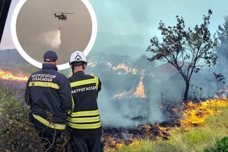 POŽAR GUTA DELIBLATSKU PEŠČARU! Vatrogasci se bore sa vatrenom stihijom i na Stolovima, sve zavisi od temperature i vetra!