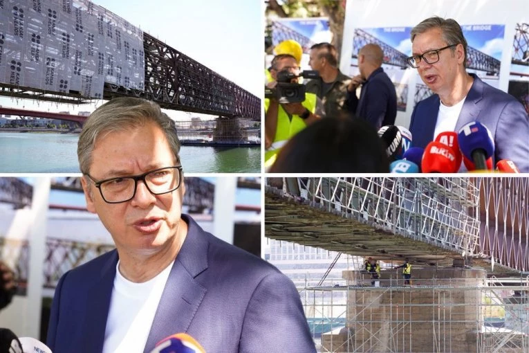 VUČIĆ OBILAZI RADOVE NA STAROM ŽELEZNIČKOM MOSTU: "Ako blokaderi dođu, slede čemer, jad i BEZNAĐE"!