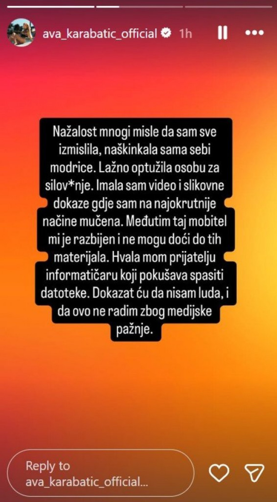 UZNEMIRUJUĆI DETALJI! Ava Karabatić se oglasila iz policije: BRUTALNO SAM PRETUČENA I NATERANA DA RADIM MONSTRUOZNE STVARI!