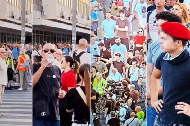 STRAŠNE SCENE SA BLOKADERSKOG PROTESTA U NOVOM SADU! Naoružani motkama dižu ruke poput nacističkog pozdrava! (FOTO)