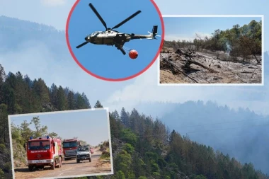 PRVI SNIMAK AKCIJE: Ruski "iljušin 76" izbacio prve 42 tone vode gaseći požar u Deliblatskoj peščari (VIDEO)