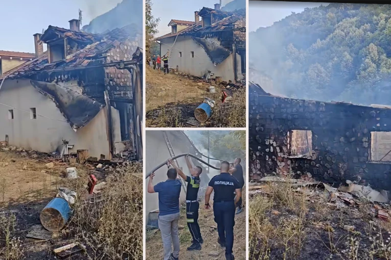 PONOVO GORI SVETINJA KOD VLADIČINOG HANA: Vatra progutala konak manastira Svetog Ilije, samo nekoliko meseci nakon početka obnove (VIDEO)