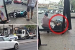 SAZNAJEMO: STRAVIČAN SUDAR MOTOCIKLA I AUTOMOBILA U CENTRU BEOGRADA! Vozač motora nakon udara uleteo u stanicu - IMA POVREĐENIH! (FOTO)