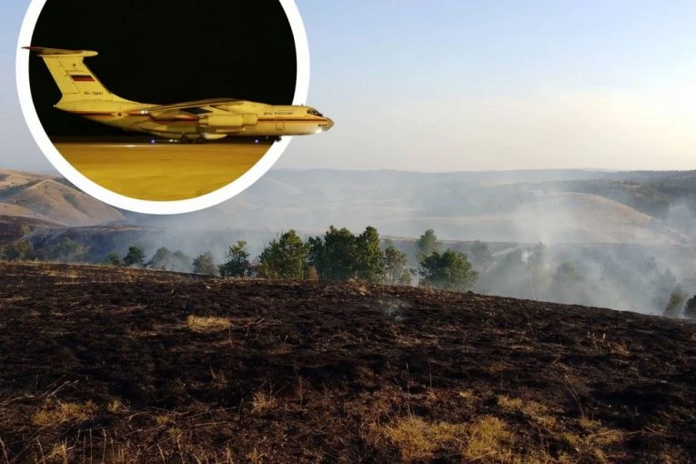 MOĆNI "ILJUŠIN" JEDNIM NALETOM ZAUSTAVIO VATRENU STIHIJU! Lokalizovan veliki požar na Ravnoj gori! (FOTO)