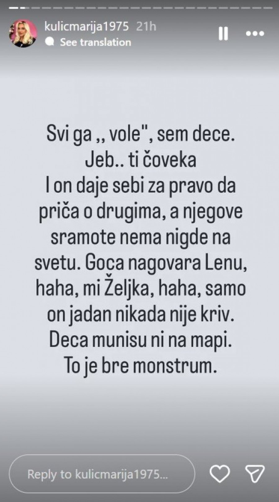 MARIJA RASTAVILA IVANA NA PROSTE ČINIOCE! Bez dlake na jeziku udarila na očinstvo, pa pomenula Gocu Tržan: TO JE MONSTRUM!