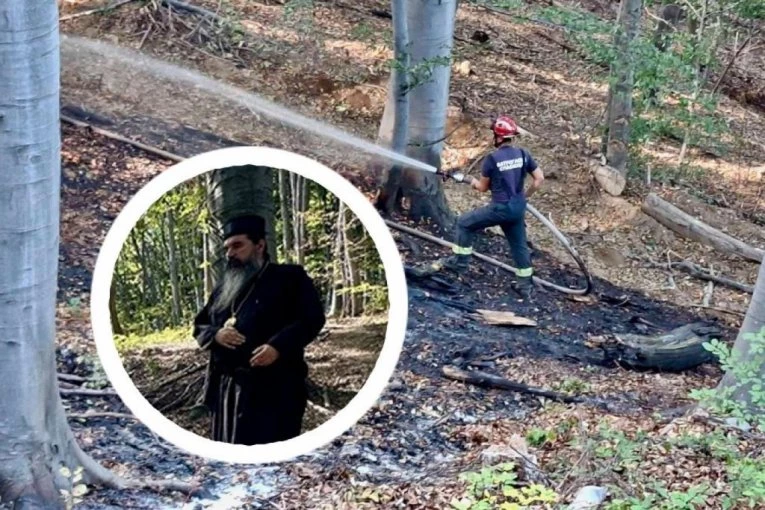 POŽAR ZAHVATIO MANASTIRSKE ŠUME KOD TRONOŠE: Vladika Jerotej došao na lice mesta (FOTO)