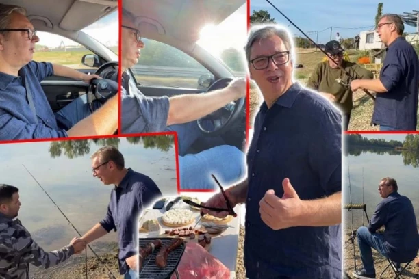 SAM SVOJ MAJSTOR! Vučić na Šalinačkom jezeru kod Smedereva - stigao sam vozeći automobil, pa zabacio udicu! (VIDEO)