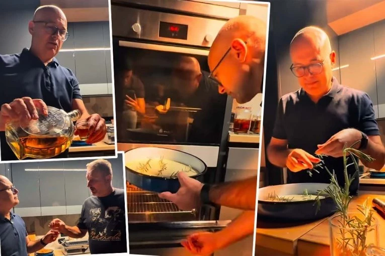 ZNATE LI ŠTA JE LJEUŠA? VUČEVIĆ I KUM ĐURA DRMNULI PO RAKIJICU, PA POKAZALI KULINARSKO UMEĆE! Pogledajte kako je lider naprednjaka napravio stari krajiški specijalitet