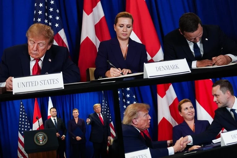 SAD, DANSKA I GRENLAND POTPISALI SPORAZUM O NAJVEĆEM OSTRVU NA SVETU! Oglasio se Tramp: Veoma naporno ćemo raditi na njegovoj primeni! (FOTO)