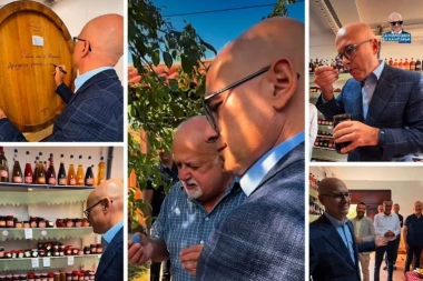 "Koja kuća nema ispred šljivu nije Šumadija" Vučević sa domaćinima destilerije: "Punite ovo tečno  zlato!"