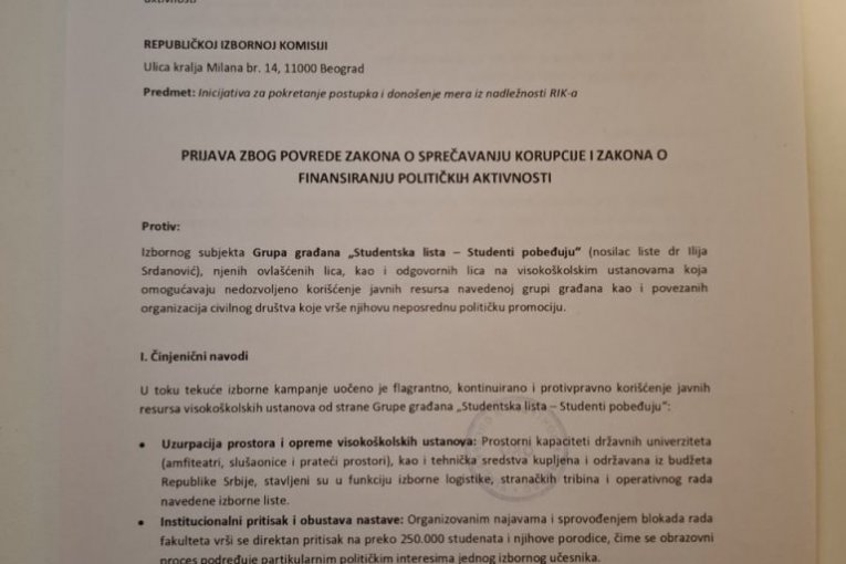 Prijave protiv Ilije Srdanovića
