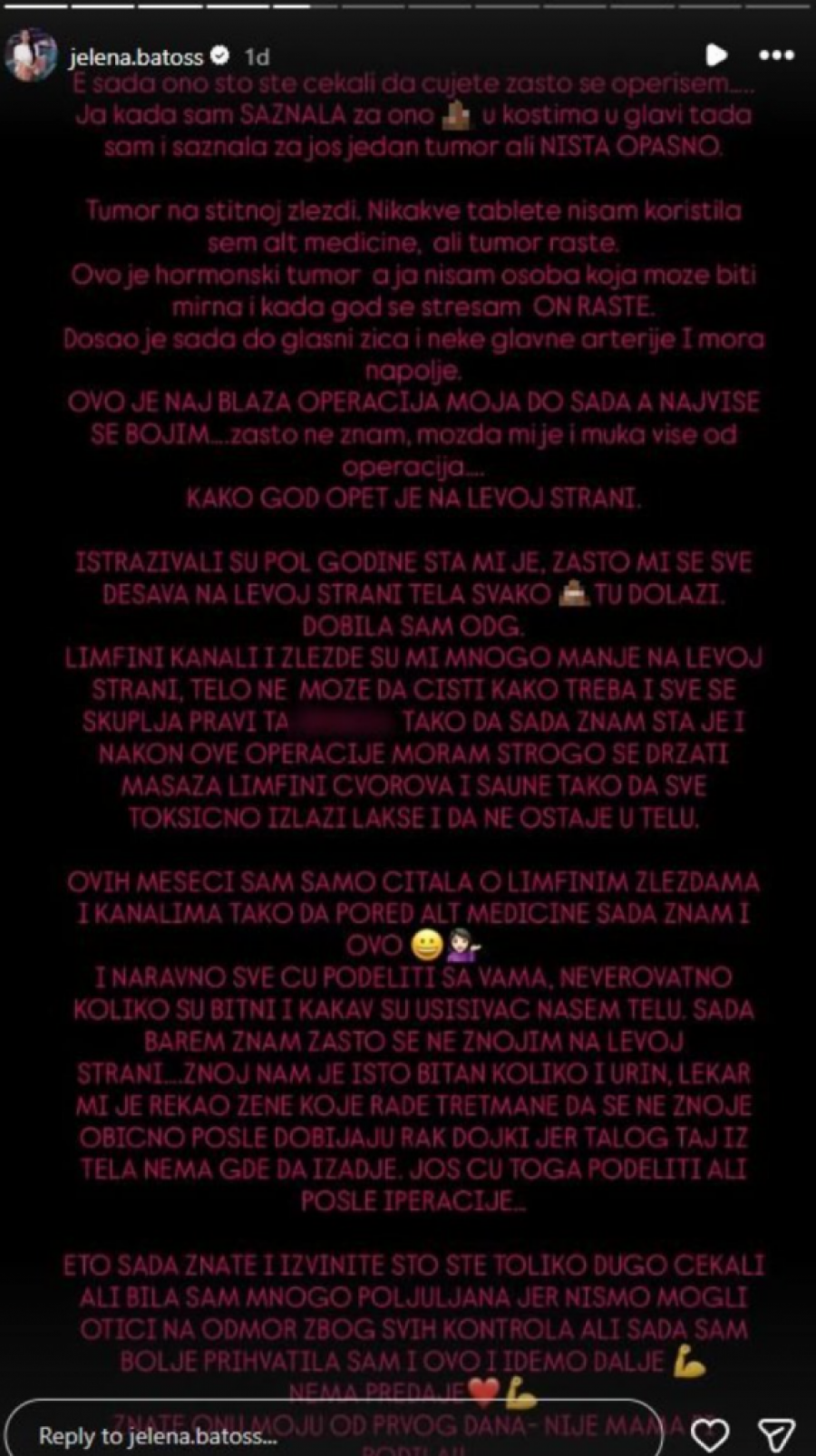 CELA SRBIJA U SUZAMA ZBOG JELENE BATOS: Vadili joj tumor, a sad joj se bolest vratila - Uplašena zbog operacije!