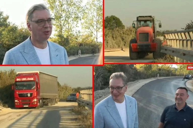 VUČIĆ SRDAČNO DOČEKAN U MOROVIĆU: Obišao radove na asfaltiranju puta: Neverovatno kako su uradili!