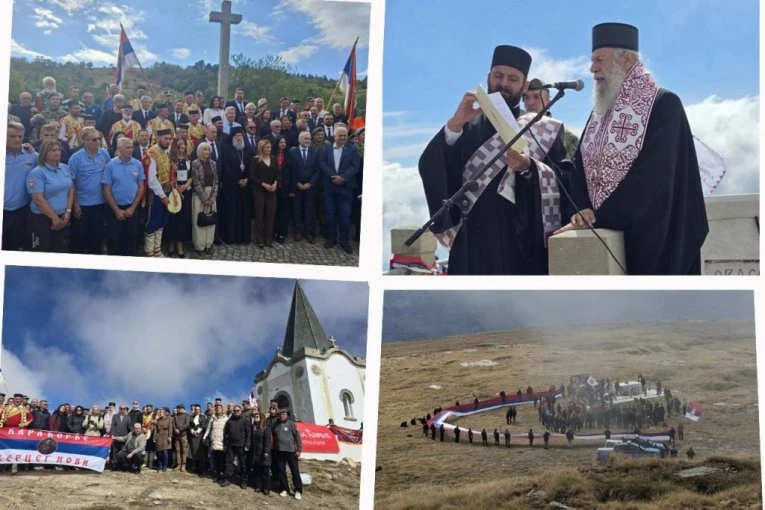 NA KAJMAKČALANU PONOVO ZVONILO ZA SRPSKE JUNAKE: Vladika Aleksej služio pomen i osveštao novo zvono na mestu velike žrtve Srba (FOTO)