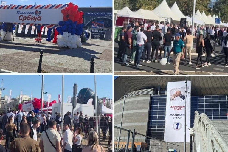 VELIKI SKUP "UJEDINJENA SRBIJA"! Sve više građana kod Arene, zastave se vijore na sve strane! (FOTO, VIDEO)