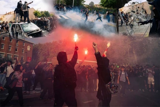 BRUTALAN OBRAČUN POLICIJE SA DEMONSTRANTIMA U FRANCUSKOJ! Zapaljen ulaz u školu, učenici zarobljeni: Hapse maloletnike (FOTO)