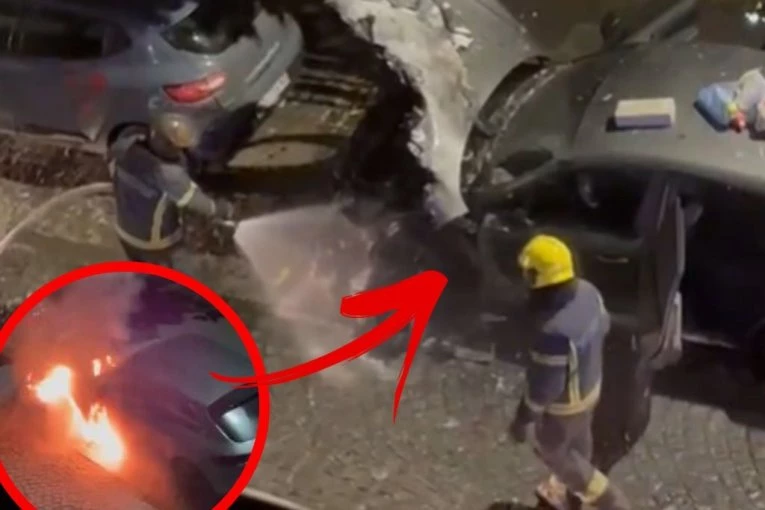 POGLEDAJTE KAKO GORI PORŠE OD 100.000 EVRA: Prvi snimci zapaljene besne mašine na Voždovcu! (VIDEO)