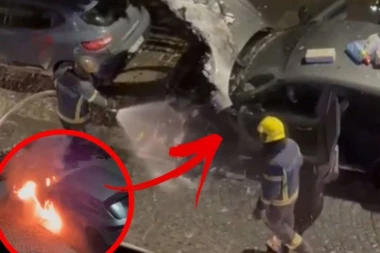 POGLEDAJTE KAKO GORI PORŠE OD 100.000 EVRA: Prvi snimci zapaljene besne mašine na Voždovcu! (VIDEO)