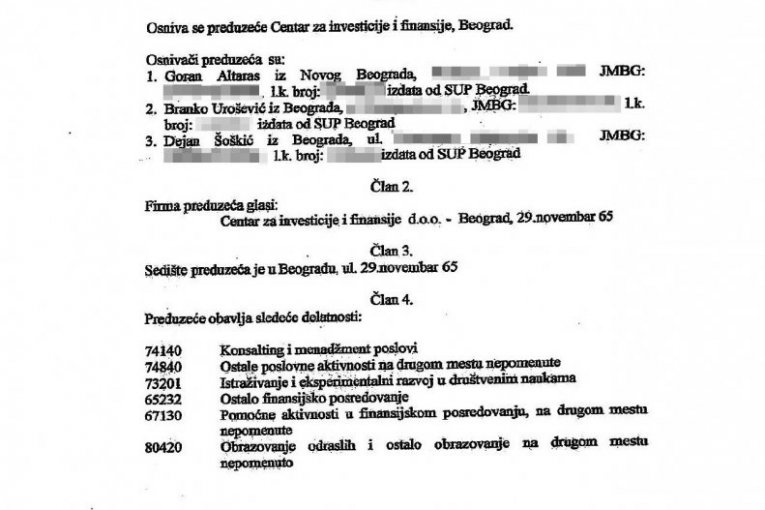 Dokumentacija koja otvara pitanja o paralelnom angažmanu Dejana Šoškića u privatnoj firmi i na funkciji u Narodnoj banci Srbije!