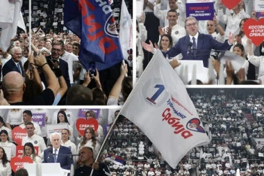 "ČUVAĆEMO NAŠU ZEMLJU, NIKADA IM NEĆEMO PRIZNATI KOSOVO!" Vučić zagrmeo u Kragujevcu:  "IDEMO DA IH POBEDIMO, DA POBEDI SRBIJA 25." (FOTO, VIDEO)