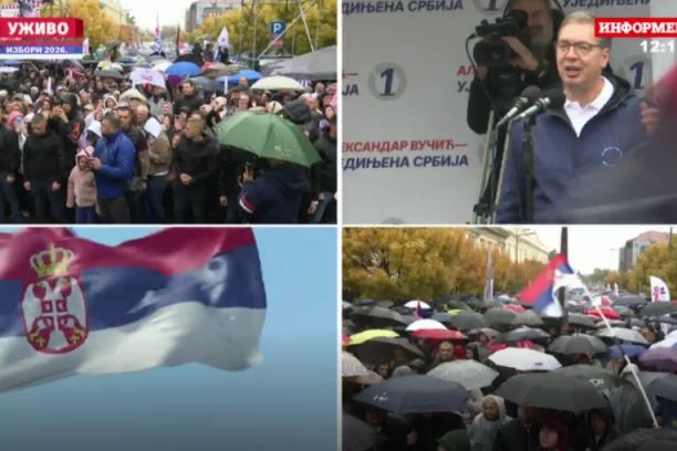 VUČIĆ SA NARODOM U ZRENJANINU! Ogroman broj ljudi došao na skup uprkos kiši!