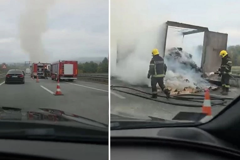 GORI KAMION NA AUTO-PUTU "MILOŠ VELIKI": Saobraćaj obustavljen, kolone duže od sat vremena